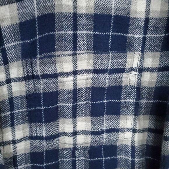 American Eagle Women's Boyfriend Fit Flannel Shirt - Size Small - Blue/White - Picture 8 of 16